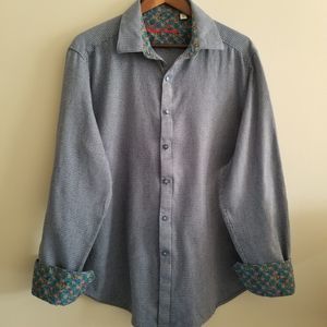Robert Graham Classic Fit Contrast Cuff Dress Shirt Men's XL